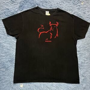 Zaragoza Bull Graphic Shirt Size Large Mens Casual Black Red